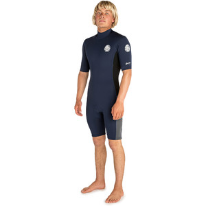 2019 Rip Curl Hombres Aggrolite 2mm Back Zip Spring Shorty Wetsuit Navy / Negro Wsp6am